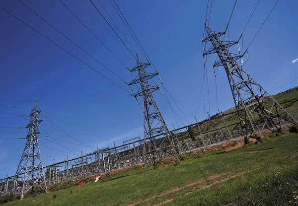 Power lines electricity — Stock Photo, Image