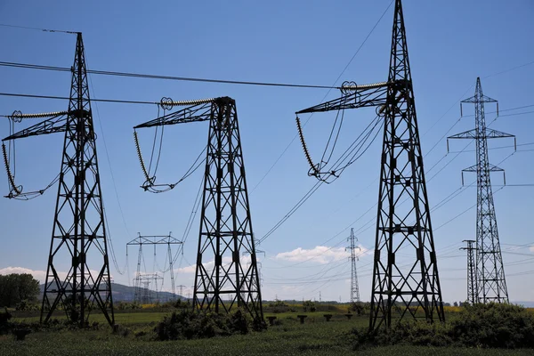 Power lines electricity — Stock Photo, Image