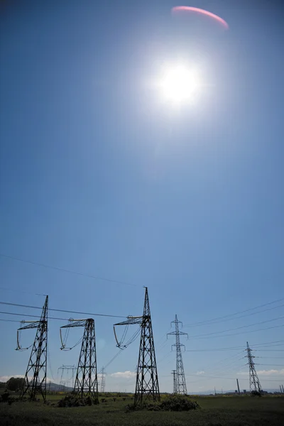 Power lines electricity — Stock Photo, Image