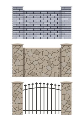 Brick and stone fence clipart