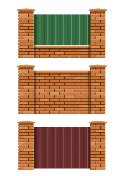 Brick fence — Stock Vector