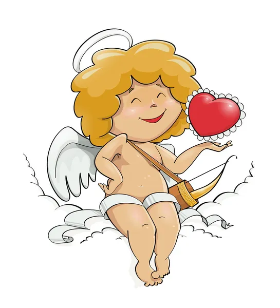 Ángel Cupido para el día de San Valentín — Vector de stock