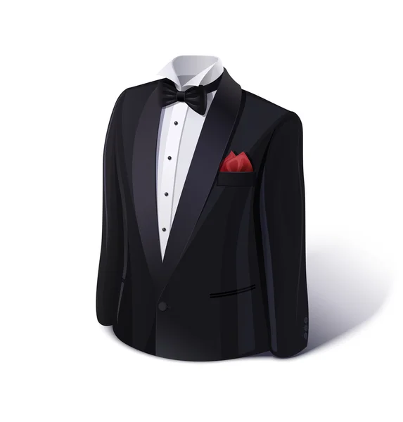 Tuxedo e arco. Fato elegante . — Vetor de Stock