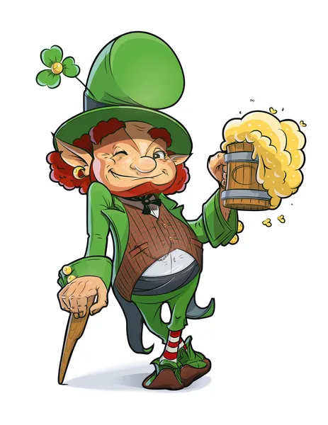 Dwarf with beer. Illustration for saint Patricks day. — Stock Vector