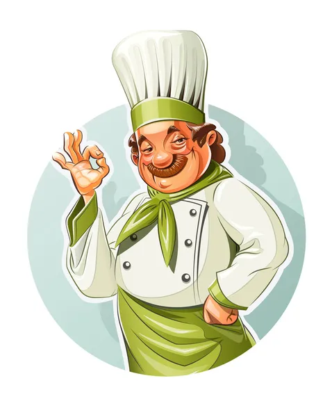 Lachende cook Toon oke — Stockvector