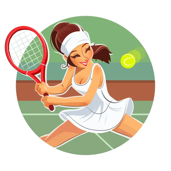 Mooi meisje play tennis — Stockvector