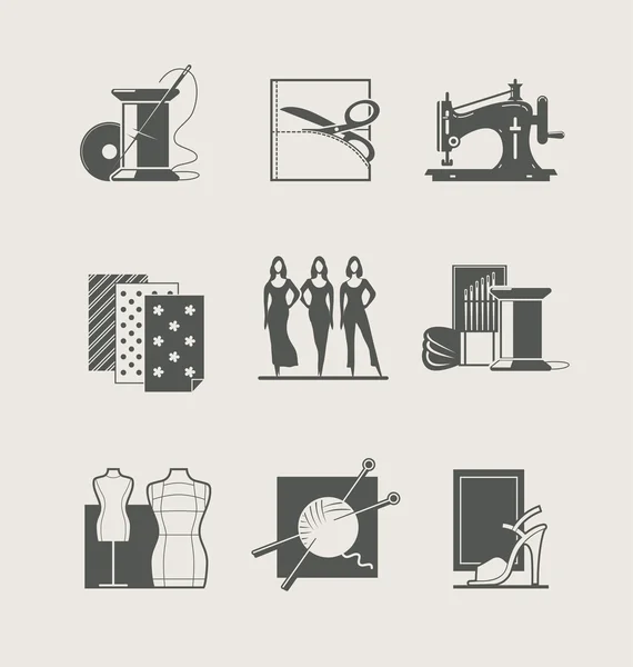 Cucito. Set di icone — Vettoriale Stock