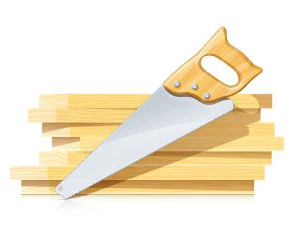 锯木用的锯子 锯木作业用的锯 工作工具 家用设备 被白色背景隔离 第10部分矢量说明 — 图库矢量图片