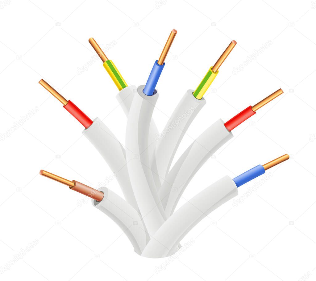 Bundle of electric cable. Vector illustration.