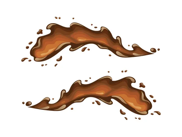 Salpicadura de café. Fluir líquido marrón. Suelta. Ilustración vectorial. — Vector de stock