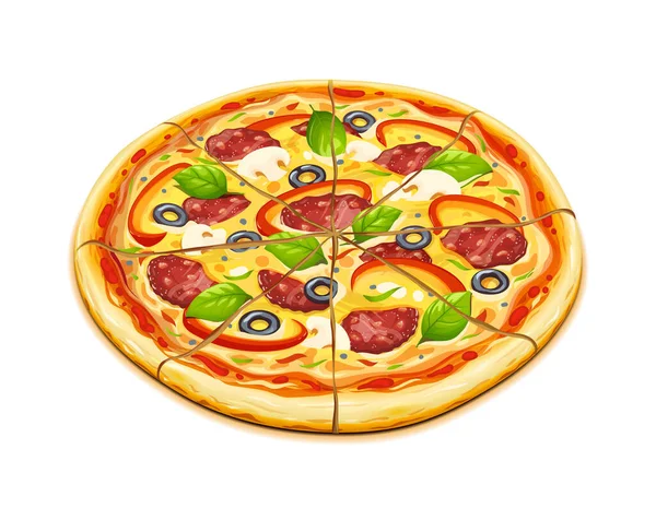 - Pizza. Geleneksel İtalyan yemekleri. Vektör illüstrasyonu. — Stok Vektör