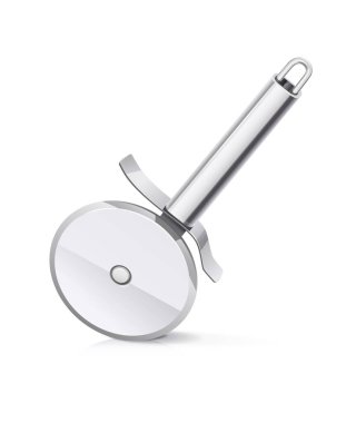 Pizza kesmek için disk kesici bıçak, beyaz arka planda izole edilmiş. Eps10 vektör illüstrasyonu.