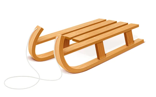 Wooden sleigh. Transport for snow ride. Vector illustration. — Vetor de Stock