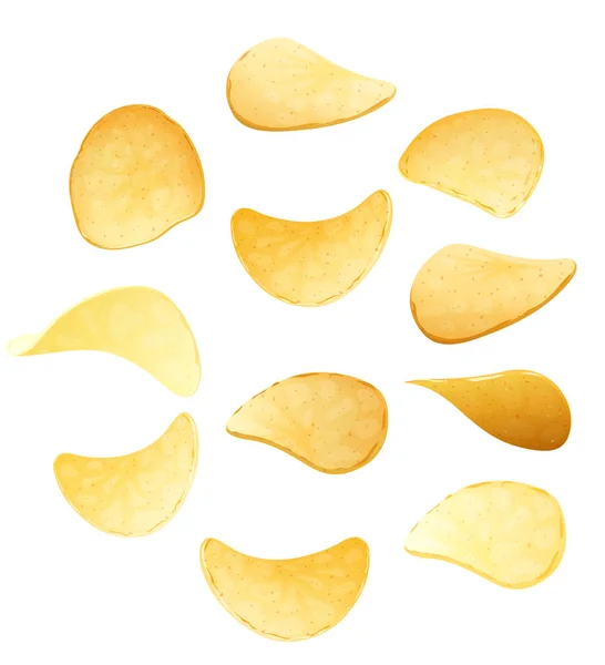 土豆片Potato chips.快餐店矢量说明. 图库插图