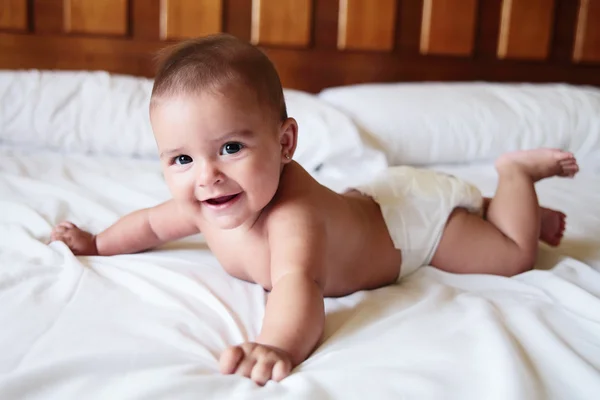 Cute baby on bed — Stock Photo, Image