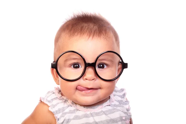 Baby and glasses — Stock Photo, Image