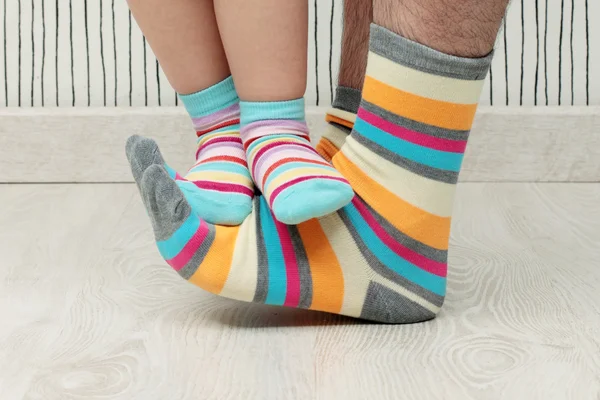 Father and son in socks — Stock Photo, Image