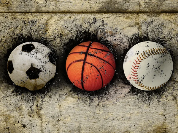 Basket, baseball och fotboll — Stockfoto