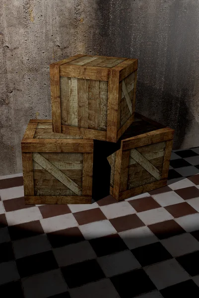 Oude houten kisten — Stockfoto