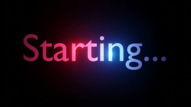 Başlıyorum. Elektrikli yıldırım kelimesi. Kırmızı ve mavi arka planda logotype. Yüksek kalite 4k görüntü