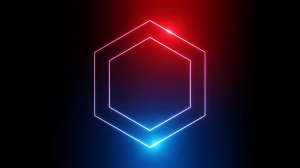 Bright Abstract Wavy Motion Background Hexagon Neon Lamps Glowing Points — Stock Video
