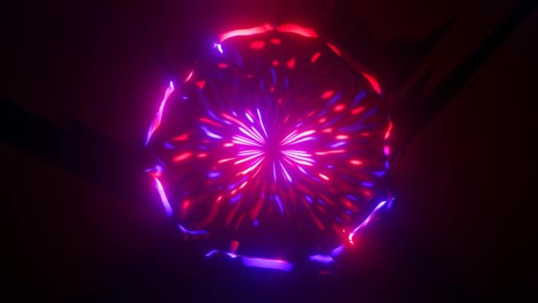นหล งการเคล อนไหวคล นนามธรรมสดใสในวงกลม โคมไฟน ออน องแสง ดสว ไฟเลเซอร สเปกตร — วีดีโอสต็อก