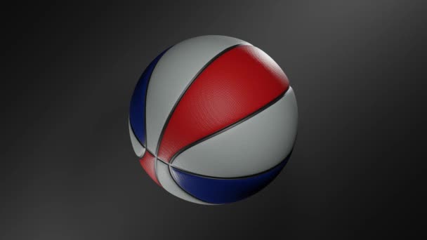 Rendering Una Pallina Basket Fotorealistica Ruotante Schermo Nero Loop Senza — Video Stock