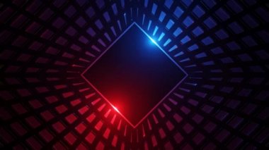Çok renkli parlak neon ışıklar soyut hareket arka planında kare şeklinde. Kusursuz döngü. Video animasyonu Ultra HD 4K 3840x2160