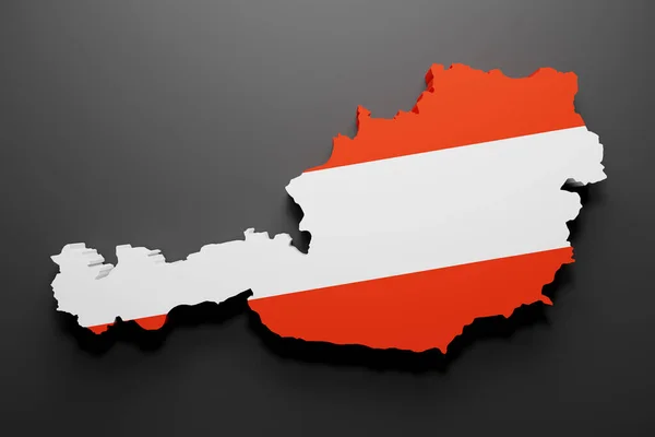 Рендеринг Карты Австрии Флагом Чёрный Фон — стоковое фото