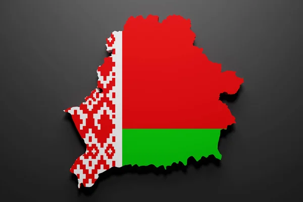 Rendering Belarus Map Shape Flag Black Background — Stockfoto