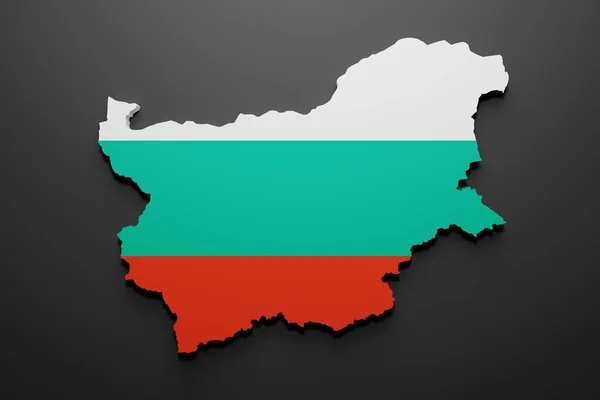 Rendering Bulgaria Map Shape Flag Black Background — Stockfoto