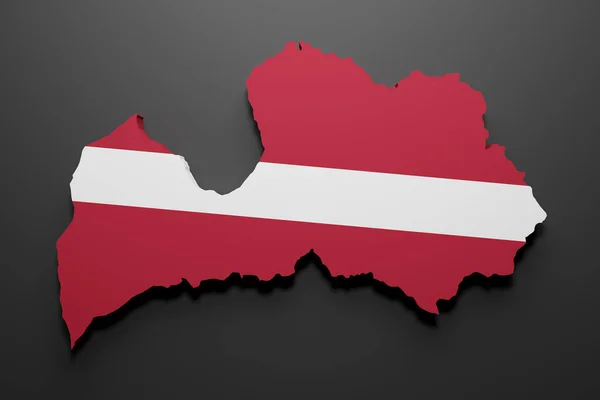 Зображення Фігури Латвії Прапором Чорне Тло — стокове фото