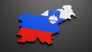 3d rendering of a Slovenia map in Slovenian flag colors on black background. 4K Video motion graphic animation.