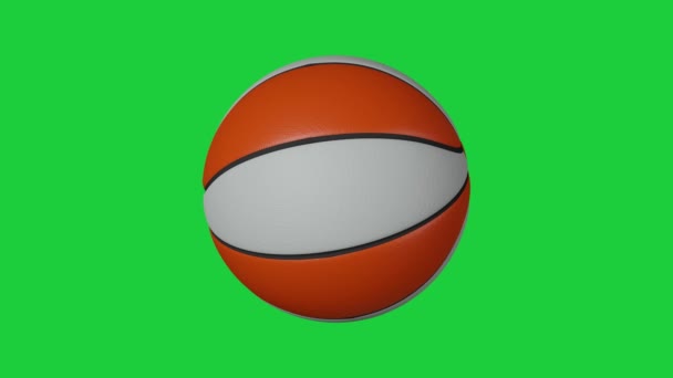 Rendering Photorealistic Basketball Ball Rotating Green Chroma Screen Seamless Loop — Wideo stockowe