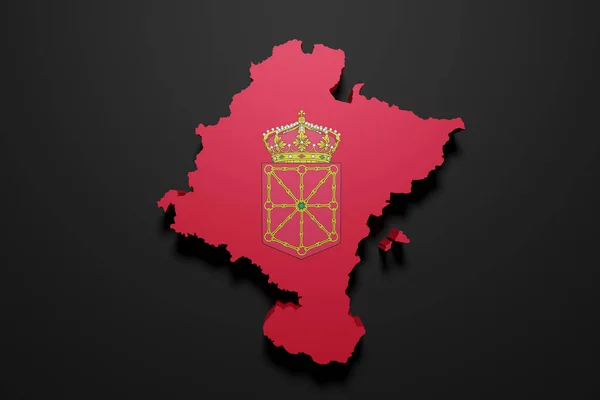 Navarra Spanyol Közösségi Zászló Térkép Kiadása Fekete Alapon — Stock Fotó