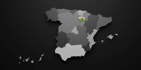 Representación Una Bandera Comunidad Española Rioja Mapa Sobre Fondo Negro —  Fotos de Stock