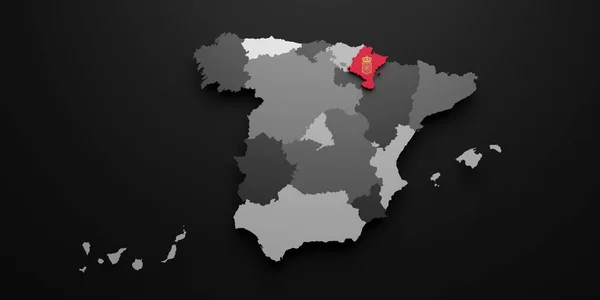 Representación Una Bandera Mapa Comunidad Española Navarra Sobre Fondo Negro —  Fotos de Stock