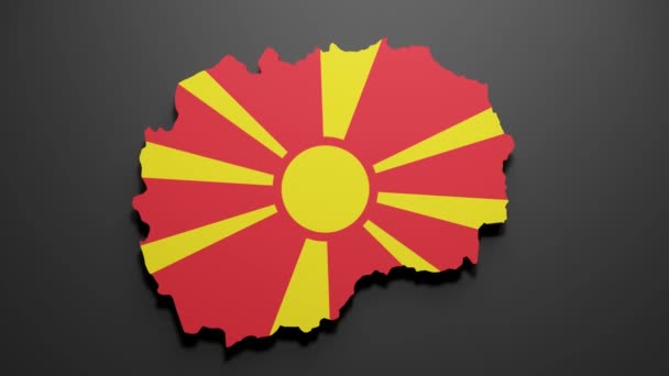 Representación Mapa Macedonia Colores Bandera Macedonia Sobre Fondo Negro Animación — Vídeo de stock