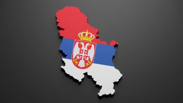 Rendering Serbia Map Serbian Flag Colors Black Background Video Motion — Stock Video