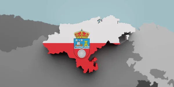 Rendering Cantabria Spanish Community Flag Map — ストック写真