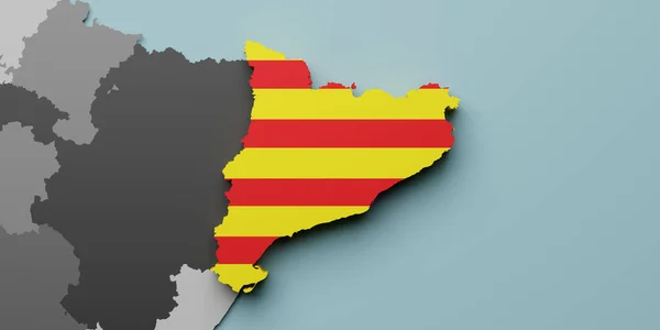 Rendering Catalonia Spanish Community Flag Map — Fotografia de Stock