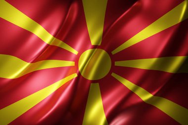 İpeksi bir Makedonya bayrağının 3D çizimi