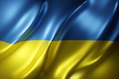 İpek bir Ukrayna bayrağının 3D canlandırması