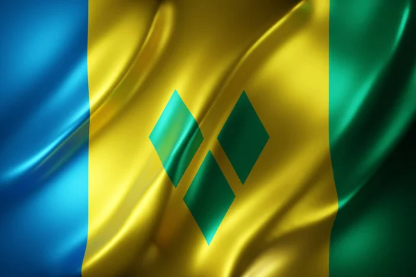 Rendering National Saint Vincent Grenadines Flag — Stock Photo, Image