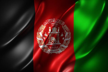İpek bir Afganistan bayrağının 3D çizimi