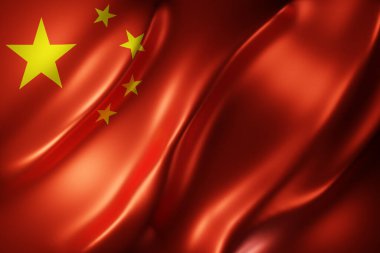 İpek Çin bayrağının 3D görüntüsü