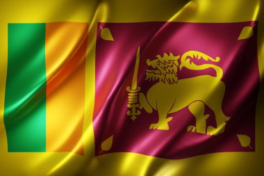 İpek bir Sri Lanka bayrağının 3D canlandırması