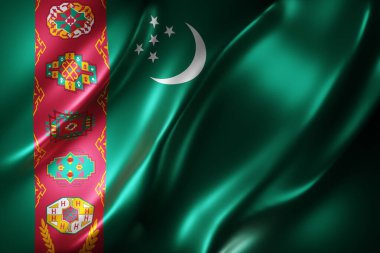 3d rendering of a detail of a silked Turkmenistan flag clipart
