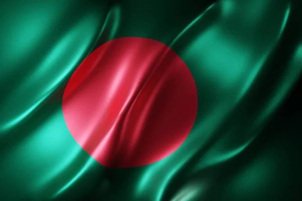 Rendering Una Bandiera Del Bangladesh Seta — Foto Stock