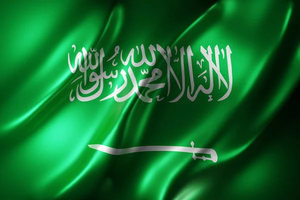 Rendering Silked Saudi Arabia Flag — Stock Photo, Image